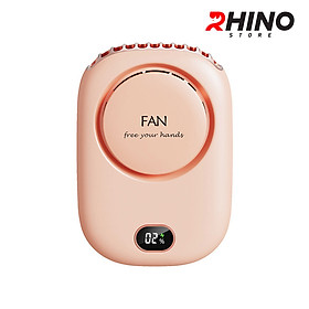 Quạt cầm tay mini siêu mát Rhino F301 tích điện với 3 mức độ gió, lưu lượng cao kèm dây treo - Hàng chính hãng -  Màu Hồng