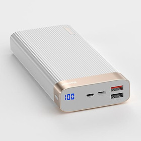 Pin dự phòng Baseus (BS-20K) cao cấp dung lượng 20000mAh sạc nhanh Qualcomm QC 3.0 có màn hình LCD báo dung lượng Pin(Trắng) - Hàng nhập khẩu