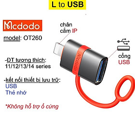 Mua Đầu chuyển đổi OTG  L to USB 2.0 Mcdodo OT260 sao chép dữ liệu usb/ thẻ nhớ trực tiếp trên điện thoại 11/ 12/ 13/ 14 _ Hàng chính hãng