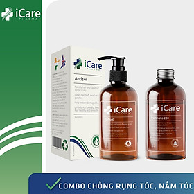 Combo Phục Hồi Tóc Hư Tổn, Ngăn Ngừa Rụng Tóc - Bộ Đôi Chăm Sóc Hoàn Hảo Dermato 200 & Antisol | Thương Hiệu iCare Pharma