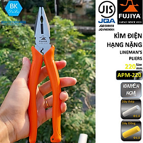 Kìm điện - Kìm răng Hạng Nặng 220mm Fujiya APM-220 công nghệ Nhật Bản. Kìm cắt dây thép, dây đồng