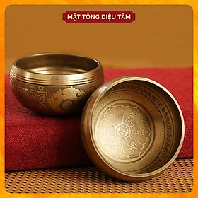 Mua Chuông xoay Nepal Tây tạng vàng sáng thủ công kèm đệm và dùi da - bát hát thiền  yoga