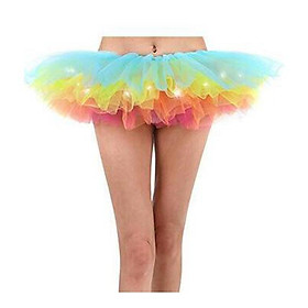 Rainbow LED Light Up Tutu Petticoat Glow in the Dark Hen Party Costume