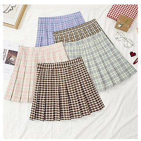 Chân váy ngắn xếp ly caro đẹp trẻ trung, váy tennis kẻ nhiều màu Sollle