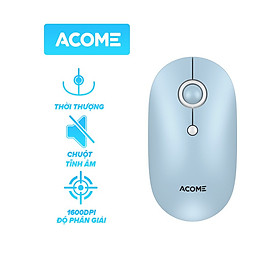 Chuột Không Dây ACOME 2.4GHz Độ Phân Giải 1600DPI Tĩnh Âm, Có Sẵn PIN – Hàng Chính Hãng