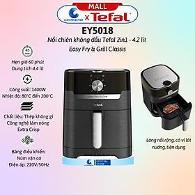 Nồi chiên không dầu kiêm nướng Tefal EY5018 Easy Fry & grill XL Classic (màu đen - cơ - 4,2L) - Hàng Chính Hãng