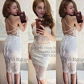 Sét áo yếm váy lưới đan dây