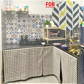 Mua Rèm Dán Bếp  Kệ Bếp  Tủ Bếp gỗ/ đá MARYTEXCO chất liệu vải bố decor   không khoan đục  thay thế cửa tủ bếp giữ căn bếp gọn gàng xinh xắn - Giao hàng trong 8h làm việc - Họa tiết Kẻ Sọc  Hình Học