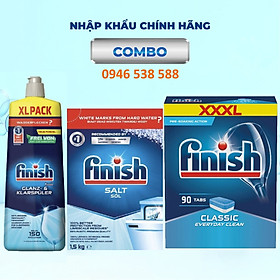 siêu rẻ Combo 100 viên Finish+ nước bóng 1150ml+1.2kg muối rửa bát dùng