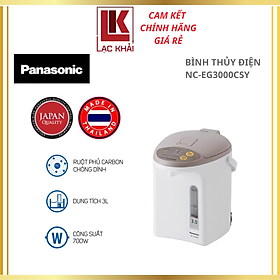 Bình Thủy Điện Panasonic NC-EG3000CSY - Xuất xứ Thái Lan - Dung tích 3L - Công suất 700W - Ruột bình phủ carbon hạt nổi - Chức năng hẹn giờ và tẩy cặn - Bảo Hành 12 Tháng - Hàng Chính Hãng