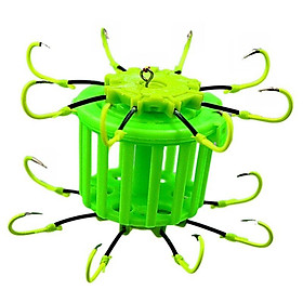 6~12# Upturn Hook Anti-Hanging Bottom Octopus Fluorescent Anti-Winding Flap with Barbed Fish Hook Fishing Tackle with Feed Cage