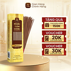 Nhang Trầm Hương 20cm Cao Cấp – Hộp Vàng 100g | Bảo Trầm – Thơm Tự Nhiên, Không Khói Gắt, An Toàn