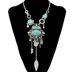 Ethnic Jewelry Turquoise Tassel Choker Bohemian Statement Necklace Gold