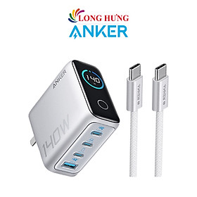 Mua Combo cốc sạc Anker Zolo Fast Charging 1USB 3Type-C 140W + Cáp USB Type-C to Type-C PD 3.1 B2697 - Hàng chính hãng