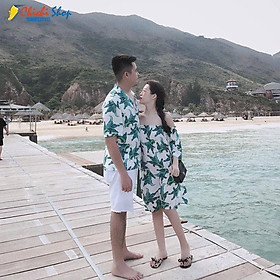 HOT Đồ đôi nam nữ mặc đi biển chất đũi ( Váy nữ và áo nam)