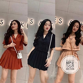 Bigsize 60-90KG vmart Set vest váy xếp li S58 hàng Quảng Châu cao cấp chiết eo giấu bụng