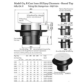 Mua Thông tắc  thông nghẹt đường ống thoát nước bằng Gang + inox sus304  chống thấm mặt tròn