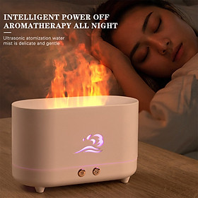 Máy phun sương tạo ẩm, hiệu ứng đèn led mô hình ngọn lửa độc đáo Air Humidifier USB 3D Flame Auto Shut Off Essential Oil Diffuser White