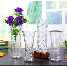Mua Bình bông lọ hoa thủy tinh cao 25-30CM TRẮNG TRONG họa tiết ngẫu nhiên