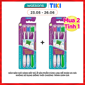Bàn Chải Đánh Răng Watsons Triple Action Toothbrush (Medium) 3s
