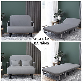 Ghế sofa giường gấp đa năng khung thép bọc vải thoáng khi có khoá kéo WC, giường ngủ thông minh gấp gọn size 1m*1m9 và 1m5 x 1m9