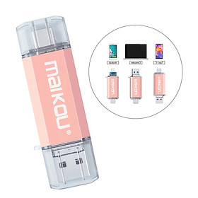 64GB USB 3.0 3-in-1 Type-C Flash Drive And Micro USB Flash Drive for IOS / Android PC Pink
