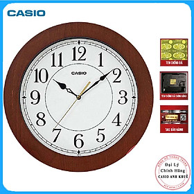 Đồng Hồ Treo Tường Casio IQ-133-5DF Vỏ Gỗ,  Kim Trôi Im Lặng