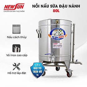 Nồi nấu sữa đậu nành công nghiệp 80L - Nấu sữa thơm, không bị đóng cặn - Hàng chính hãng