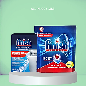 Combo Viên rửa bát Finish All in one 100 viên + Muối Finish 1.2kg