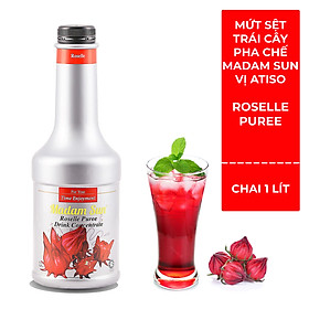 Mứt trái cây pha chế Madamsun vị Atiso đỏ Roselle Puree Mix chai 1L - Hàng