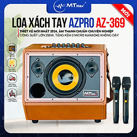 [ Hàng Chính Hãng ] Loa Xách Tay Azpro AZ369 - Công Suất Lớn 250W, Thiết Kế Nhỏ Gọn, 3 Loa 2 Đường Tiếng, Bass Căng 16cm, Âm Thanh Trong Trẻo, Bass Đánh Siêu Ấm, Bảo Hành 12 Tháng