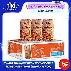 Thùng Sữa Hạnh Nhân Nguyên Chất 137 DEGREES 180ml Thùng 36 hộp