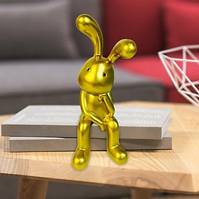 Rabbit Statue Sculpture Sitting Posture Figure Nordic Resin Artwork Bunny Figurine Ornament for Home Tabletop Bookcase Decoration Collection - Right