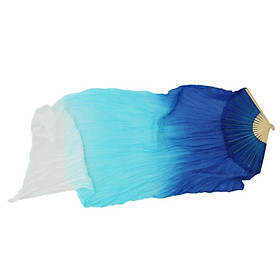 Belly Dancing Silk Fans Veils Long Folding Fan 180x90cm Blue