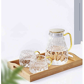 BỘ BÌNH ĐỰNG NƯỚC UỐNG THỦY TINH CAO CẤP KÈM 6 CỐC VÀ KHAY ( KHAY GIAO NGẪU NHIÊN ) VD82