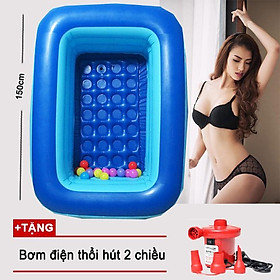 Bể bơi 1m5 đáy chống trơn trượt cho bé thích bơi lội - Combo Bể + Bơm