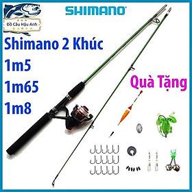 Bộ Cần Câu Máy Shimano 2 Khúc Đặc 1m35 - 1m8 Máy YF200 Tặng Kèm Phụ Kiện BCC2