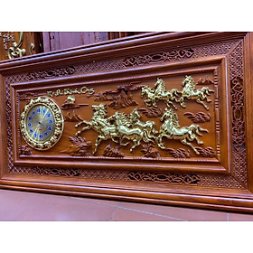 Mua Tranh đồng hồ treo tường trạm khắc tích mã đáo thành công bằng gỗ hương đỏ kt 67×127×4cm