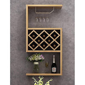 Mua Kệ để rượu vang treo tường bằng gỗ  kệ để rượu vang kèm giá treo ly DH-BGK2045