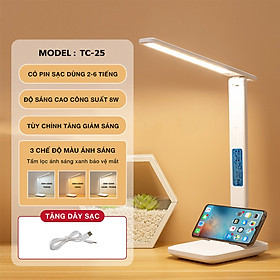 Mua   Tặng cáp Sạc   Đèn học để bàn chống cận bảo vệ mắt TC-25  3 chế độ sáng   tiết kiệm điện  tiết kiệm không gian  Điều chỉnh độ sáng cảm ứng.