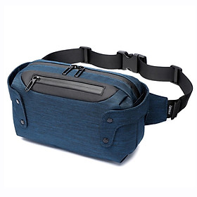 Túi đeo ngực OZUKO bằng vải oxford cao cấp, dệt thủ công chống thấm nước, thiết kế Cổng USB bên ngoài-Màu Xanh đậm