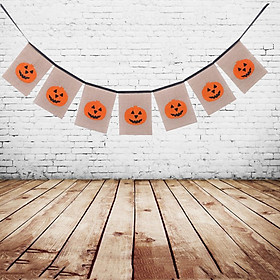 Halloween Pumpkin Bunting Burlap Banner Garland Party Wall Hanging Decor