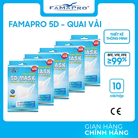 [CHÍNH HÃNG] Khẩu trang y tế kháng khuẩn 3 lớp Famapro 5D quai vải [ HỘP ]