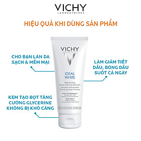 Sữa Rửa Mặt Tạo Bọt Dưỡng Trắng Da Vichy Ideal White Brightening Deep Cleansing Foam 100854586 (100ml)