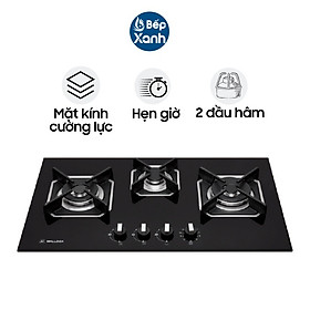 Bếp gas âm 3 gas Malloca AS 9603B - Hẹn giờ, Ngắt gas tự động - Hàng Chính Hãng