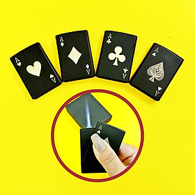 Mua Hột quẹt bật lửa khè lá bài hình nổi ánh kim kim loại nguyên khối - xài gas