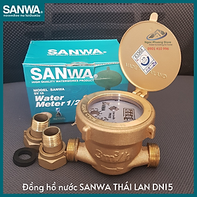 [SANWA THÁI LAN] Đồng hồ đo lưu lượng nước sạch Sanwa nhập khẩu, có kiểm định, Phi 21mm SV15 