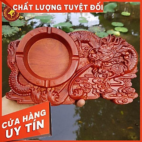 Mua Gạt tàn gỗ hương hình rồng đục tay liền khối siêu đẹp