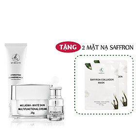 Bộ 3 sản phẩm Trắng Da Ngừa Nám KN Beauty chuyên sâu:Kem dưỡng + Serum + Sữa rửa mặt  (Tặng 2 Mặt Nạ) 