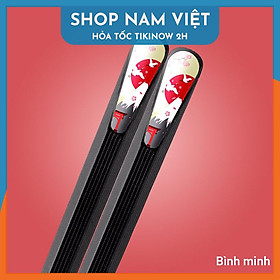 Combo 5 Đôi Đũa Thủy Tinh Đầu Đũa Vạt Xéo Trang Trí Họa Tiết Nhật Bản Phủ Bóng